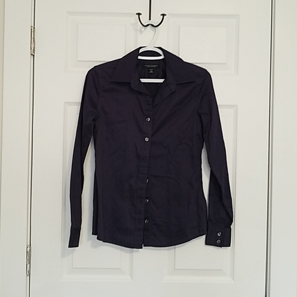 Banana republic dark plum non-iron fitted shirt.